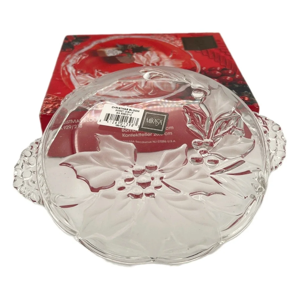 2 Mikasa German‎ Christmas Crystal Dishes Christmas Story & Bloom Candy Sweets
